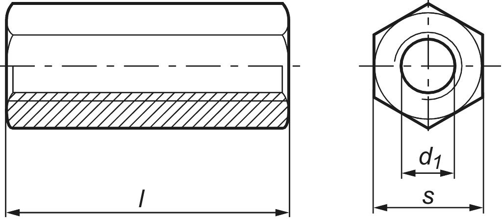 Distanzmuffe 6kt. M14/SW 22 x 50 St verzinkt